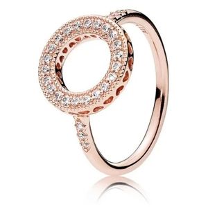 Pandora Sparkling Halo Ring-Rose Gold (size54/size 7)- tanrished and faded back